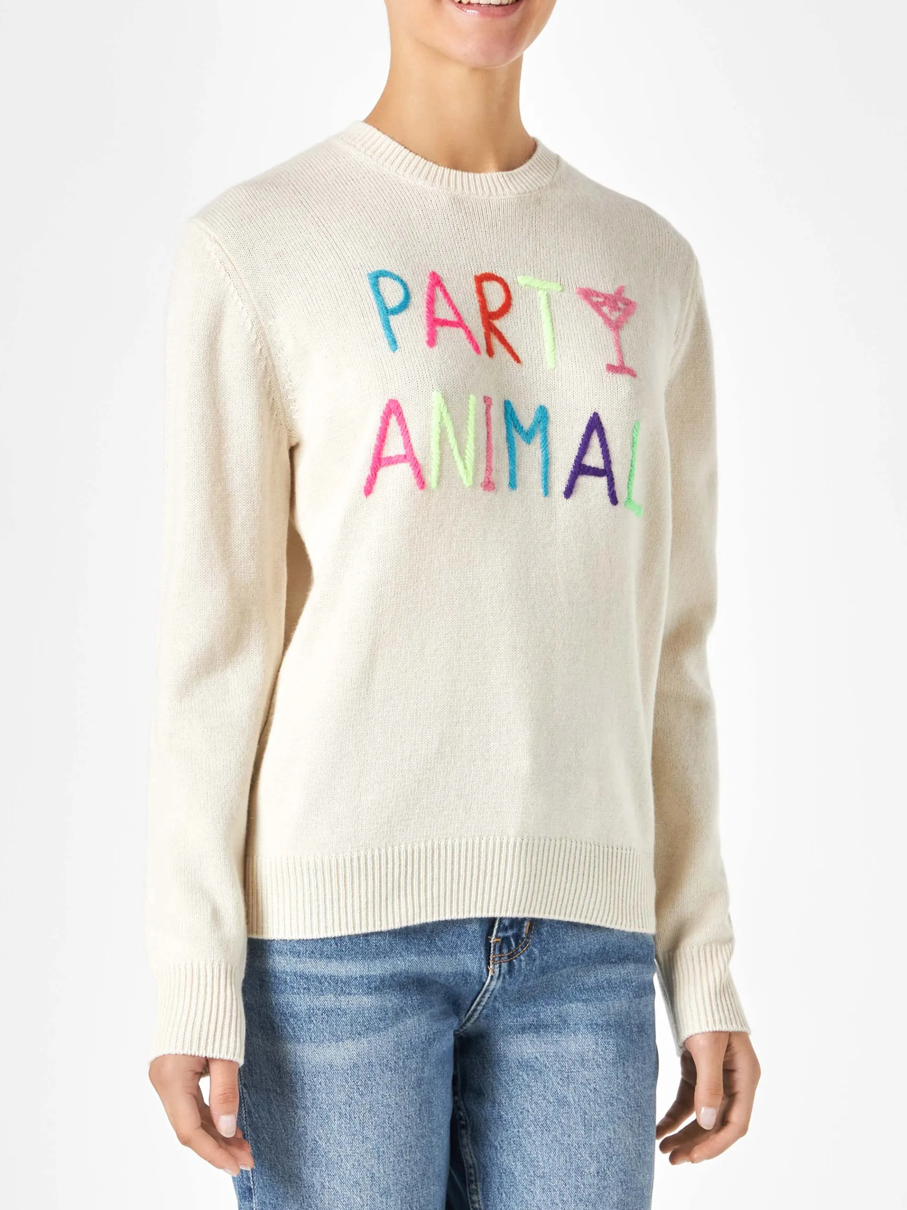 Damenpullover mit Party-Animal-Stickerei | NIKI DJ SONDEREDITION