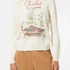 Damenpullover mit Rundhalsausschnitt und Chalet & Rosè-Stickerei