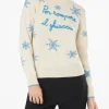 Damenpullover mit Rundhalsausschnitt und Per Rompere il Ghiaccio-Stickerei