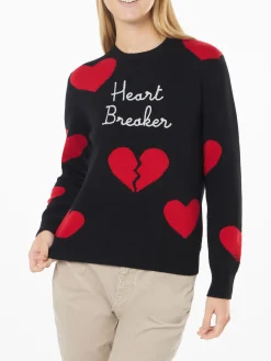 Damenpullover mit Rundhalsausschnitt und „Heart Breaker“-Stickerei
