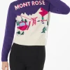 Damenpullover mit Rundhalsausschnitt und Mont-Rosè-Postkartendruck