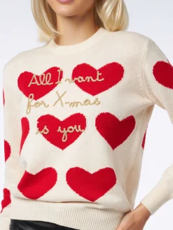 Damenpullover mit Rundhalsausschnitt und „All I Want for Xmas is You“-Stickerei