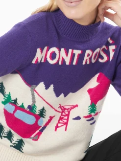 Damenpullover mit Rundhalsausschnitt und Mont-Rosè-Postkartendruck