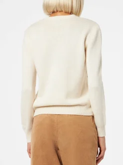 Damenpullover mit Rundhalsausschnitt und Chalet & Rosè-Stickerei