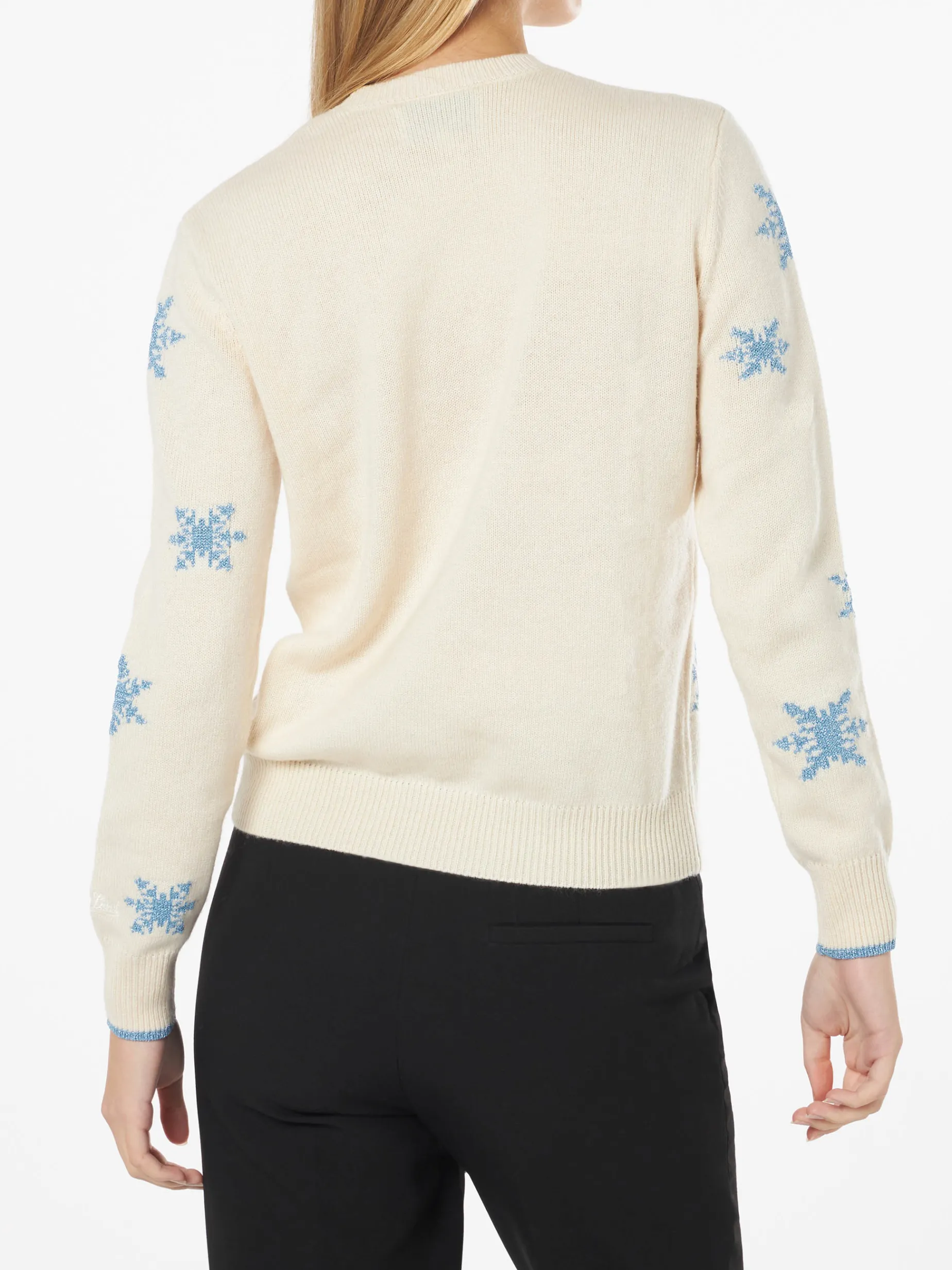 Damenpullover mit Rundhalsausschnitt und Per Rompere il Ghiaccio-Stickerei