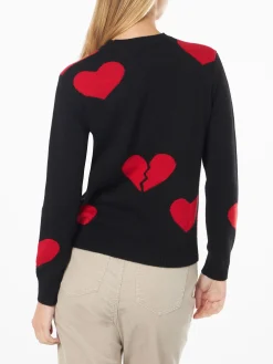 Damenpullover mit Rundhalsausschnitt und „Heart Breaker“-Stickerei