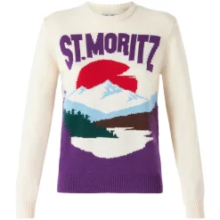 Damenpullover mit Rundhalsausschnitt und St.Moritz-Motiv