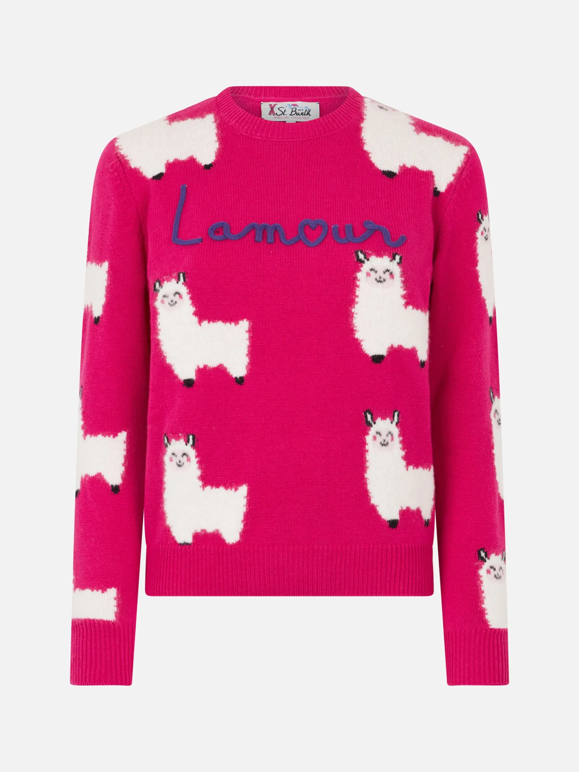Damenpullover mit Rundhalsausschnitt und L'Am<3ur-Stickerei