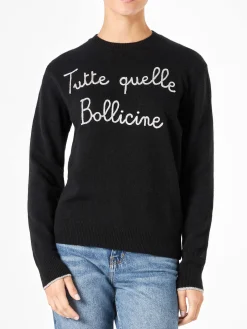 Damenpullover mit „Tutte quelle bollicine“-Stickerei