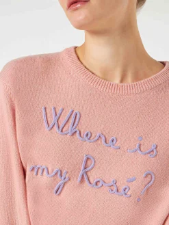 Damenpullover mit Wo ist mein Rosé? Stickerei