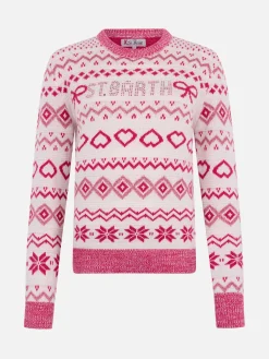 Damenpullover New Queen mit Fair-Isle-Print und Strass-Logo