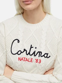 Damen-Rundhalspullover mit Zopfmuster Malmo mit Cortina Natale '83 | VACANZE DI NATALE '83