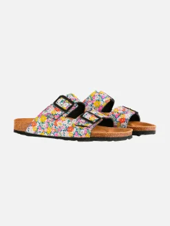 Damensandalen mit Blumendruck