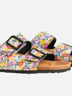 Damensandalen mit Blumendruck