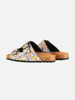 Damensandalen mit Blumendruck