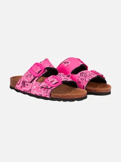 Damensandalen mit rosa Bandana-Print