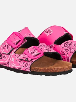 Damensandalen mit rosa Bandana-Print