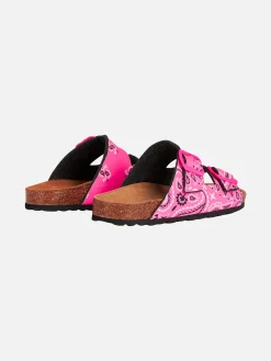 Damensandalen mit rosa Bandana-Print