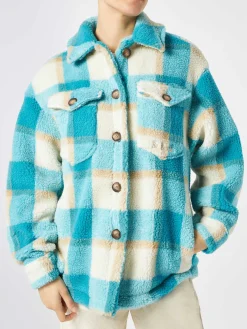 Damen-Sherpa-Overshirt mit Schottenmuster