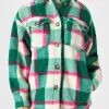Damen-Sherpa-Overshirt mit Schottenmuster