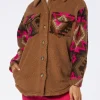 Damen-Sherpa-Overshirt mit Ethno-Print