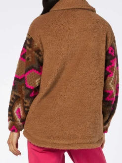 Damen-Sherpa-Overshirt mit Ethno-Print