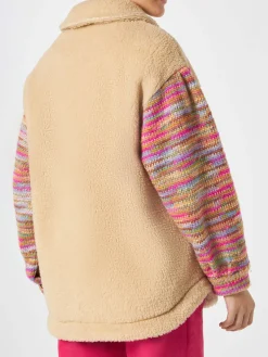 Damen-Sherpa-Overshirt mit Häkeldetails