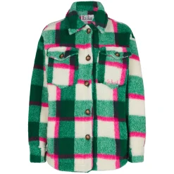 Damen-Sherpa-Overshirt mit Schottenmuster