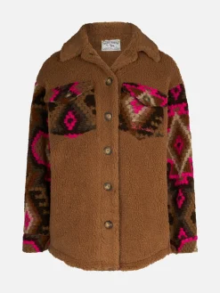 Damen-Sherpa-Overshirt mit Ethno-Print