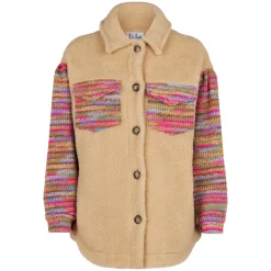 Damen-Sherpa-Overshirt mit Häkeldetails