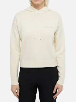 Damen-Strickkapuzenpullover in Off-White