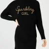 Damen-Strickkleid mit glitzernder Girl-Stickerei