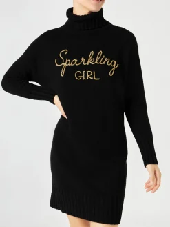 Damen-Strickkleid mit glitzernder Girl-Stickerei