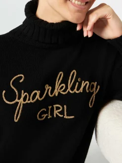 Damen-Strickkleid mit glitzernder Girl-Stickerei