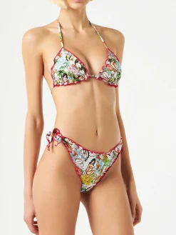 Damen-Triangel und frecher Bikini mit Tattoo-Print