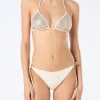 Damen-Triangel-Bikini in Beige mit Strasssteinen
