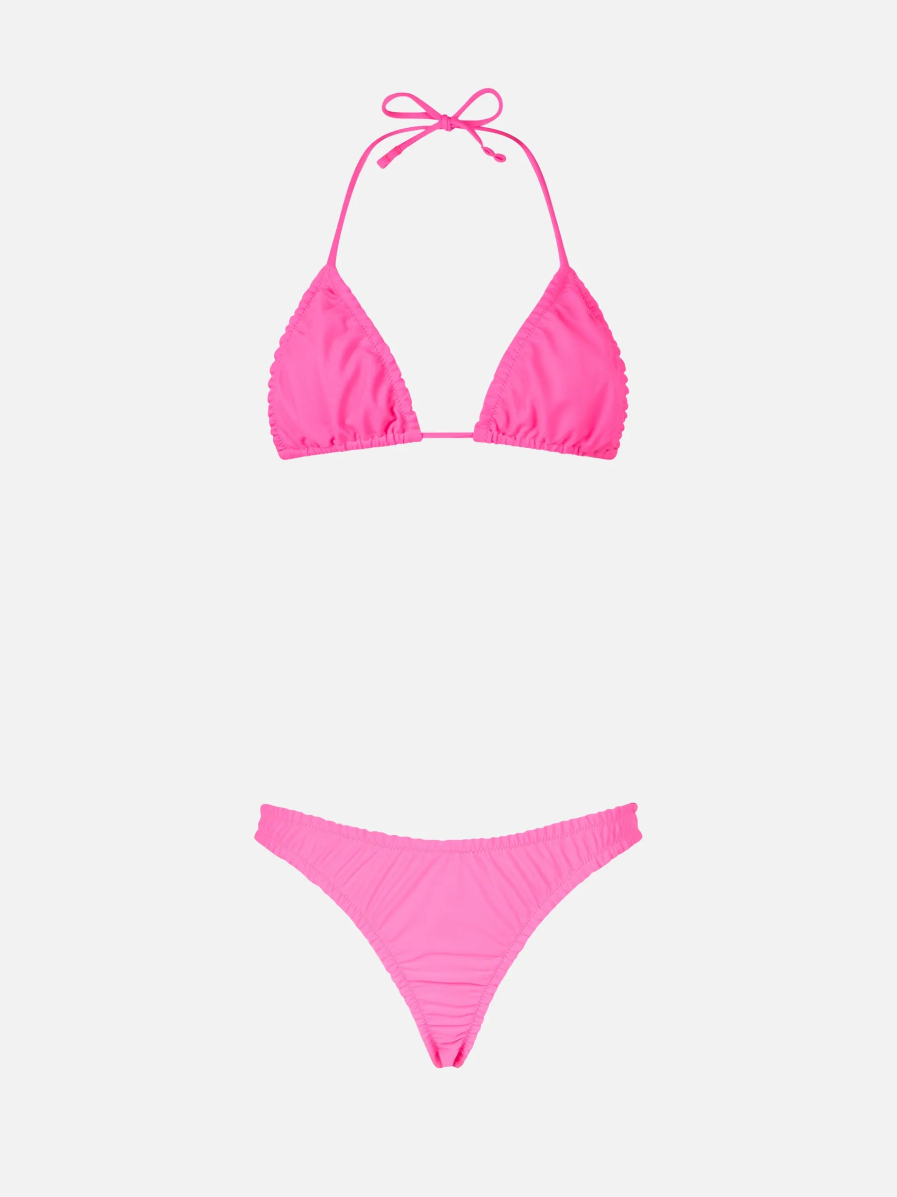 Damen-Triangel-Bikini in Neonrosa mit Rüschen von Nilly Nalu