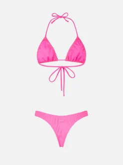 Damen-Triangel-Bikini in Neonrosa mit Rüschen von Nilly Nalu