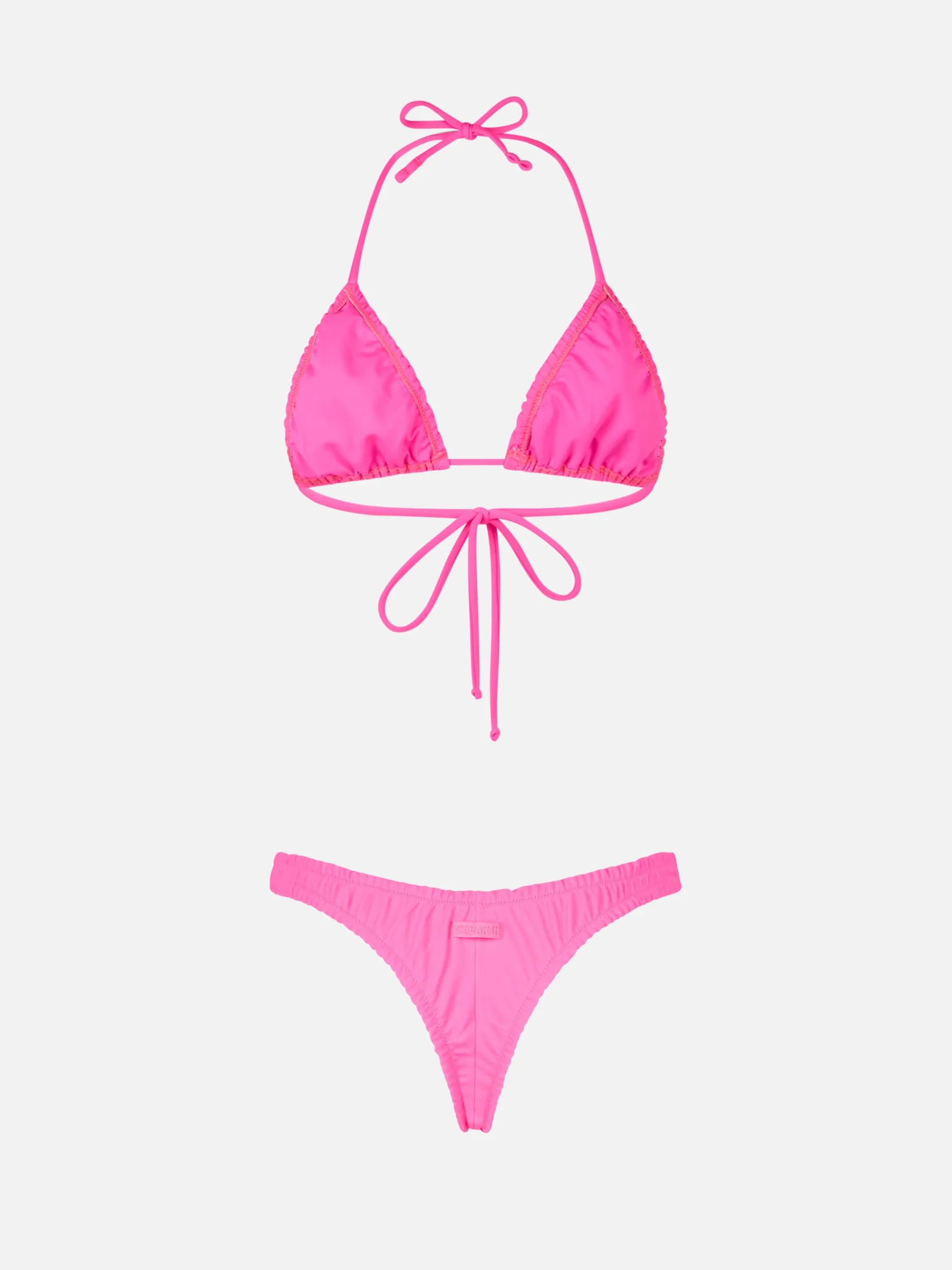 Damen-Triangel-Bikini in Neonrosa mit Rüschen von Nilly Nalu