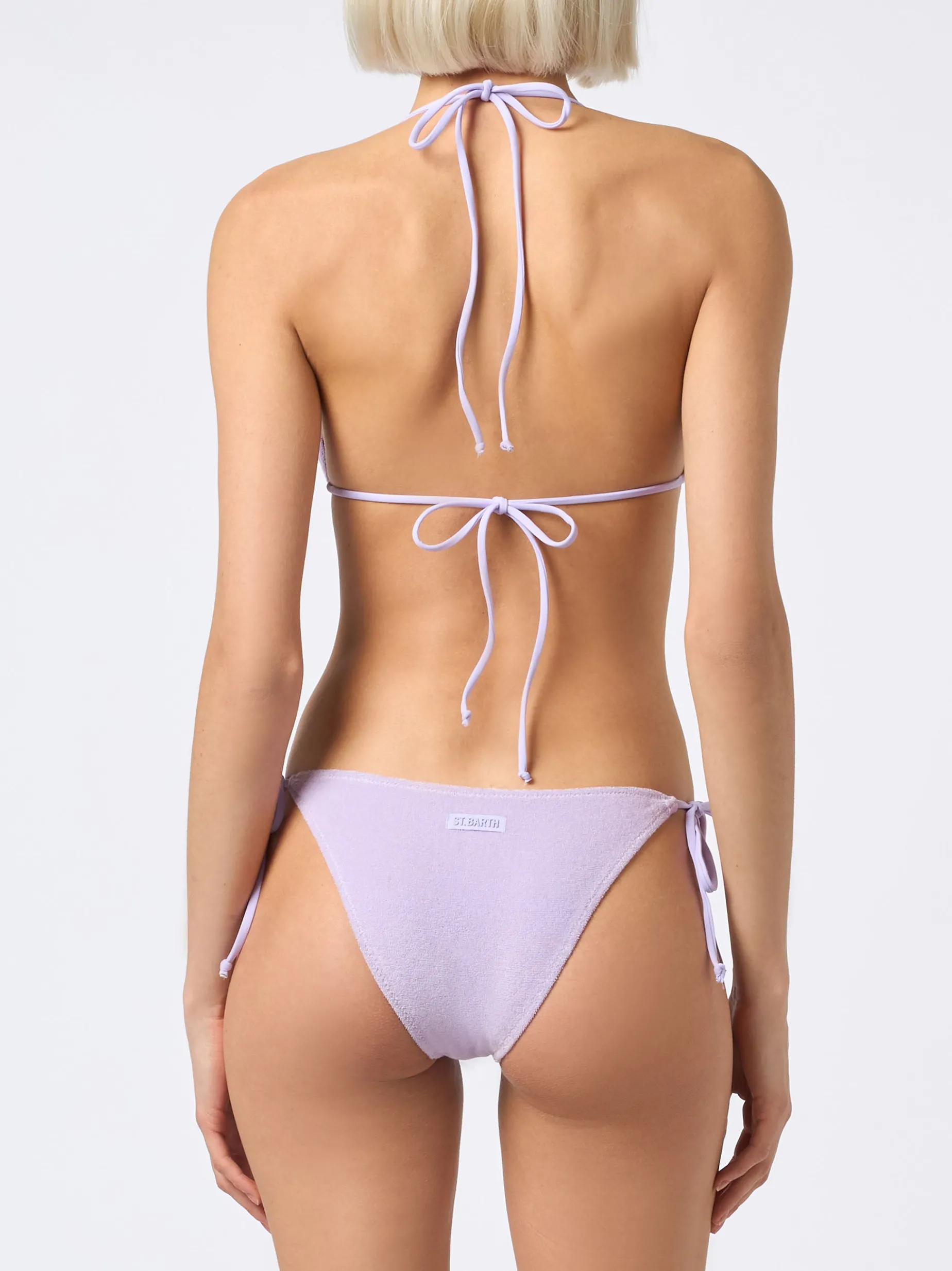 Damen-Triangel-Bikini Leah Virgo aus fliederfarbenem Frottee