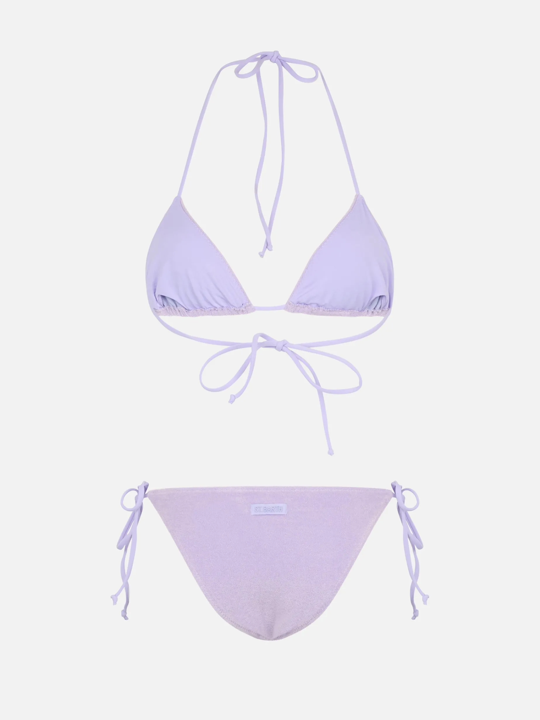 Damen-Triangel-Bikini Leah Virgo aus fliederfarbenem Frottee