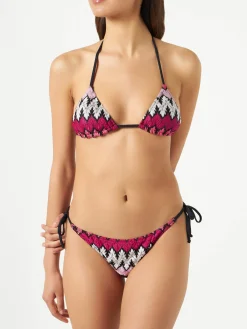 Damen-Triangel-Bikini mit Chevron-Strickmuster