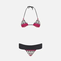Damen-Triangel-Bikini mit Chevron-Strickmuster