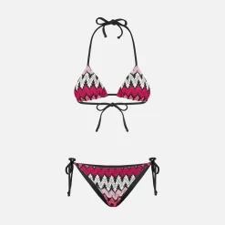 Damen-Triangel-Bikini mit Chevron-Strickmuster