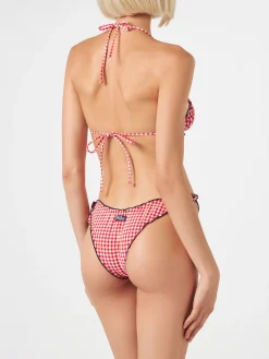 Damen-Triangel-Bikini mit Gingham-Print