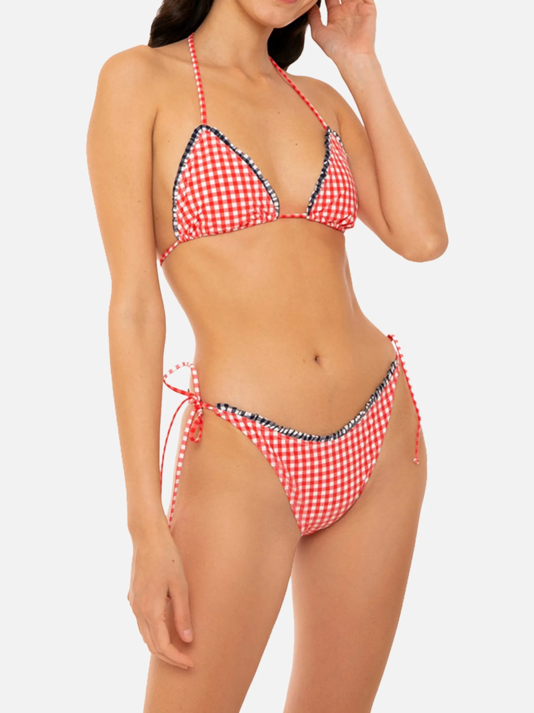 Damen-Triangel-Bikini mit Gingham-Print
