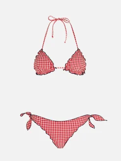 Damen-Triangel-Bikini mit Gingham-Print