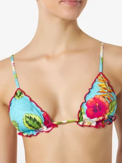 Damen-Triangel-Bikini mit Ibiskus-Print