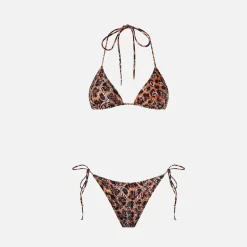 Damen-Triangel-Bikini mit Leo-Kopftuch-Print