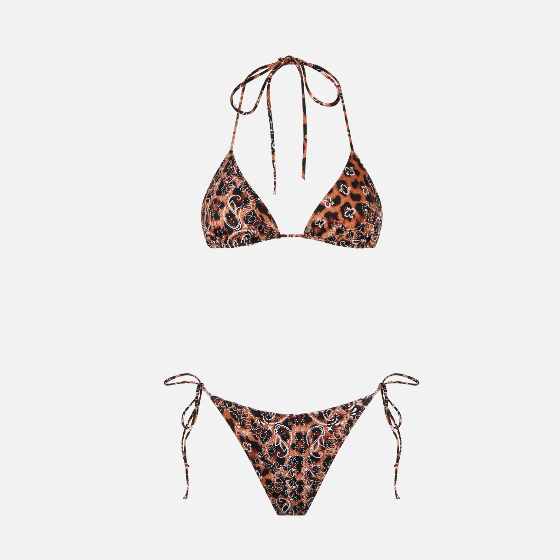 Damen-Triangel-Bikini mit Leo-Kopftuch-Print